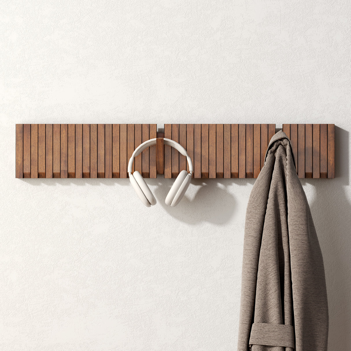 glasvilla Appendiabiti da Parete in Legno, Attaccapanni da Muro Moderno per Camera da Letto, Ingresso, Studio con Gancio Pieghevole e Salvaspazio, Twigro-01