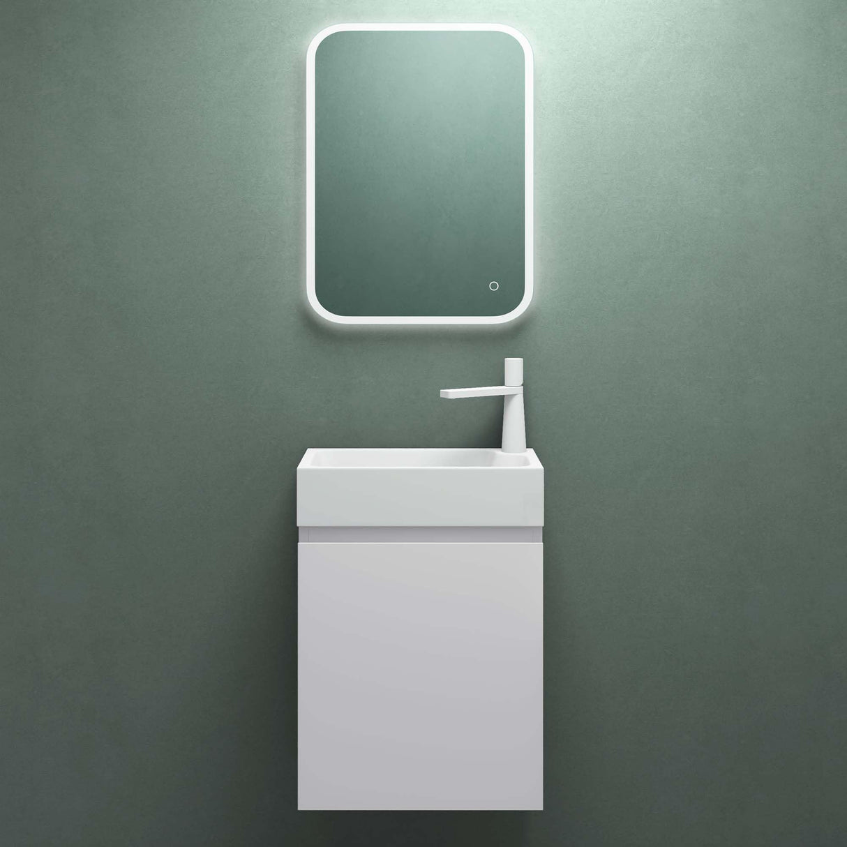 conjunto de muebles de baño glasvilla compuesto por lavabo blanco y mueble de lavabo BTH: 46x26x63cm Pisa02