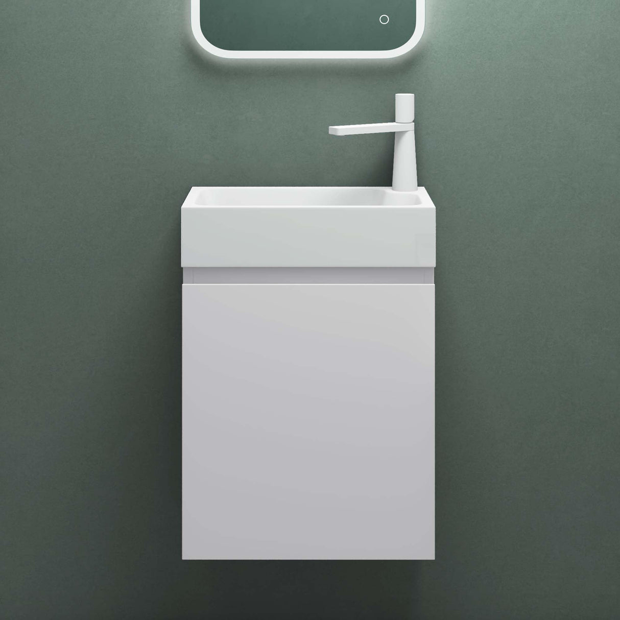 conjunto de muebles de baño glasvilla compuesto por lavabo blanco y mueble de lavabo BTH: 46x26x63cm Pisa02