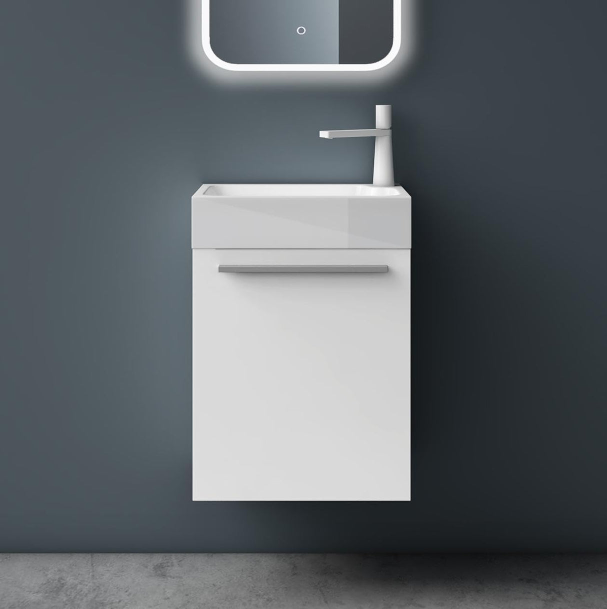 set de muebles de baño glasvilla pequeño mueble de lavabo 46 cm mueble con lavabo blanco de mineral para baño de invitados Pisa