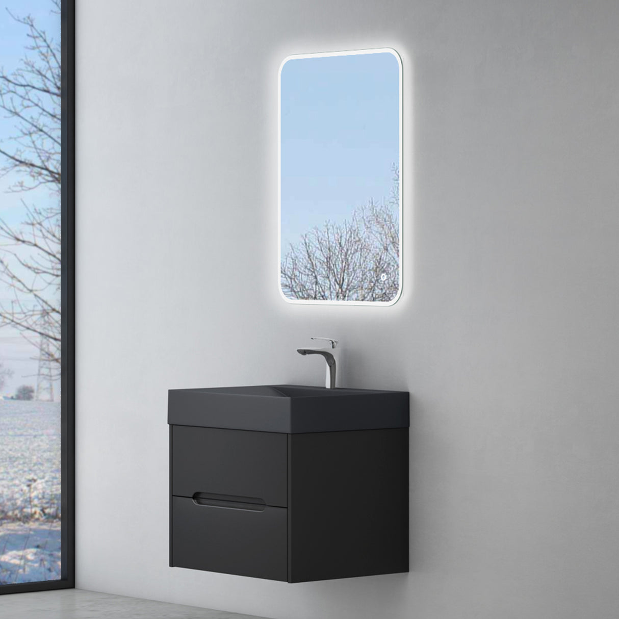 glasvilla Badmöbel-Set Badezimmermöbel Waschbeckenunterschrank mit Softclose Schubladen inkl. Mineralguss Waschbecken Yoga