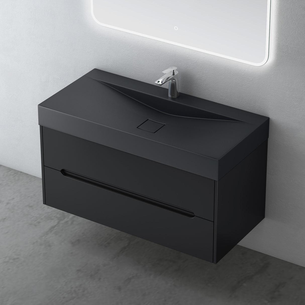 glasvilla Badmöbel-Set Badezimmermöbel Waschbeckenunterschrank mit Softclose Schubladen inkl. Mineralguss Waschbecken Yoga