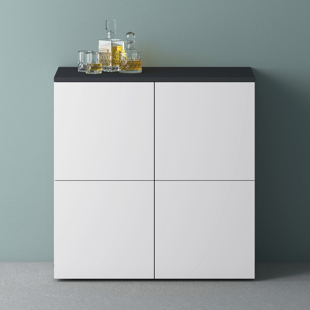 glasvilla Möbel Kommode Aufbewahrungsschrank mit 4 Türen Sideboard Schrank Mehrzweckschrank Schrank04