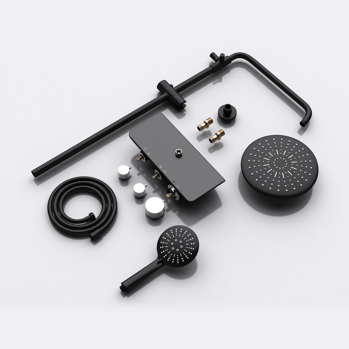 sistema de ducha glasvilla con ducha de mano y de cabeza, ducha de lluvia, grifería de ducha con juego de soporte de pared