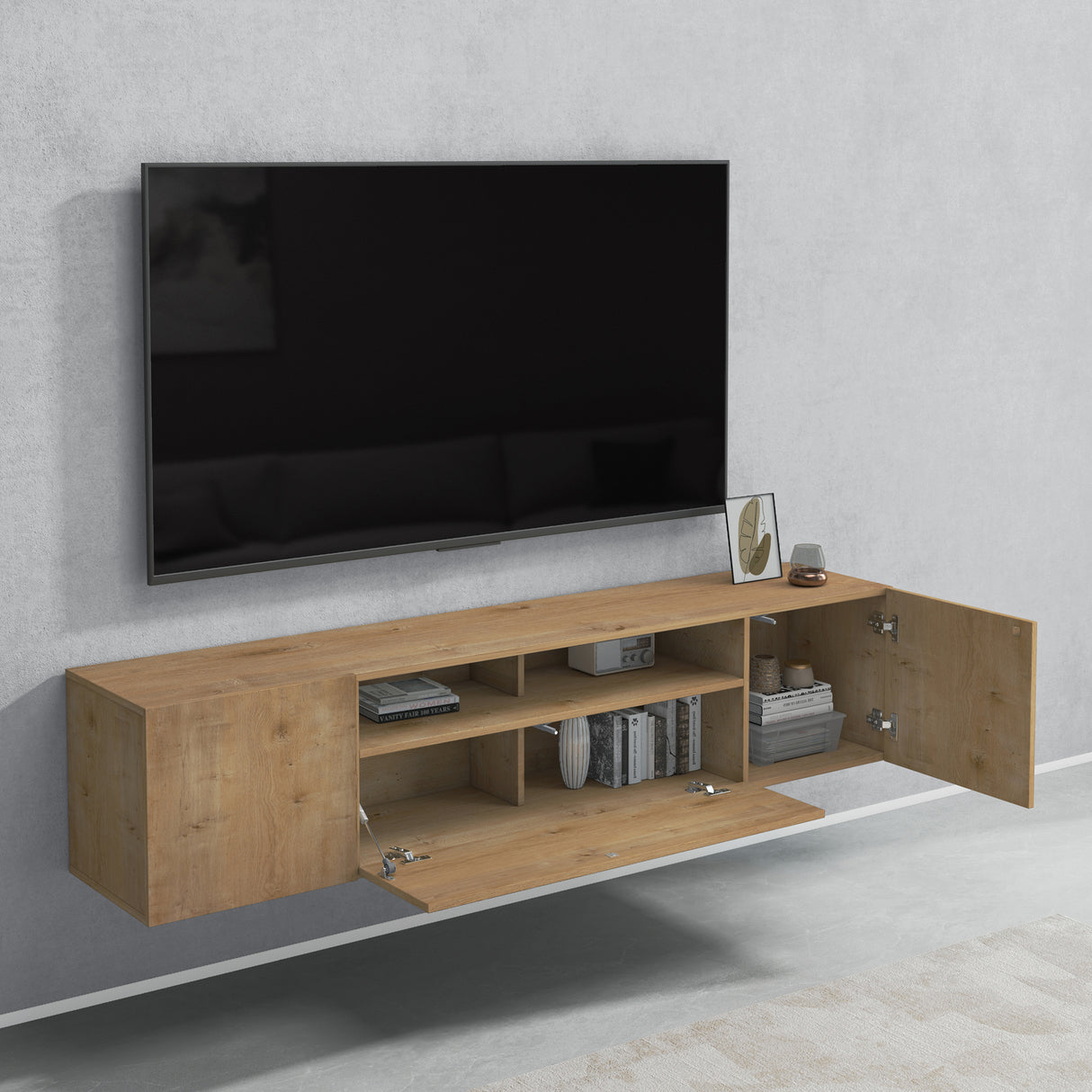 glasvilla TV Schrank Fernsehschrank 3 Türen mit Soft-Close Lowboard Hängeschrank Fernsehtisch für Wohnzimmer Fernsehschrank03