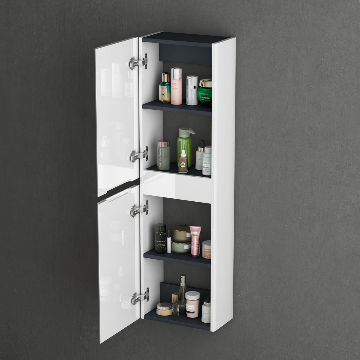 glasvilla armario lateral armario de baño con 2 puertas y 4 compartimentos BxT: 35x20 cm armario alto estantería de baño armario multiusos Lucca