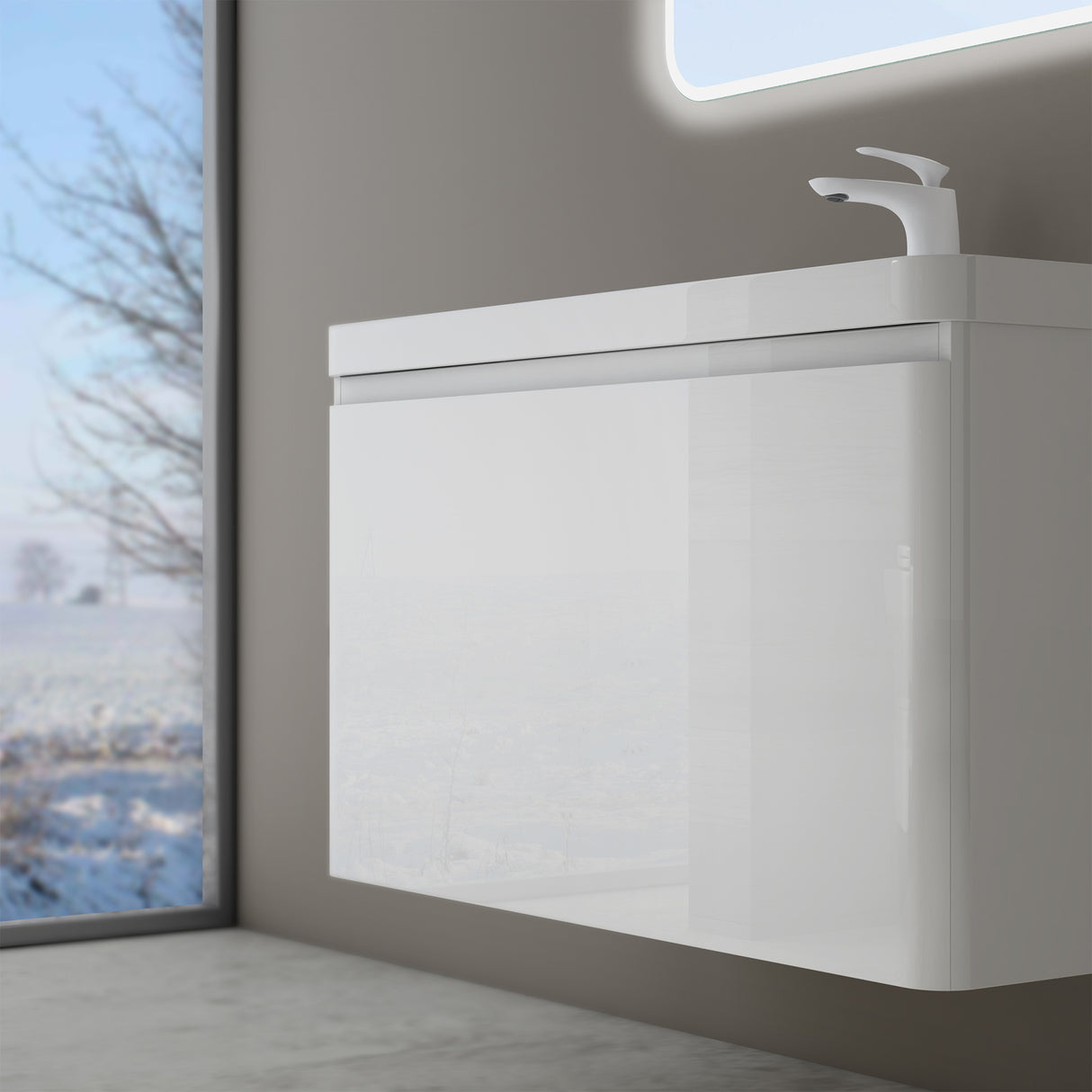 conjunto de muebles de baño glasvilla mueble de lavabo con cajones de cierre suave incluido lavabo de mineral Ancona