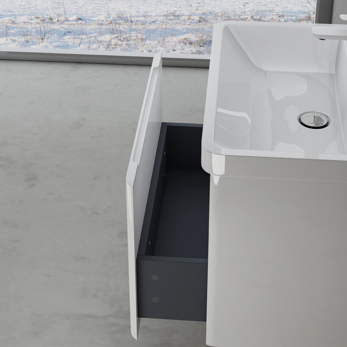 conjunto de muebles de baño glasvilla mueble de lavabo con cajones de cierre suave incluido lavabo de mineral Ancona