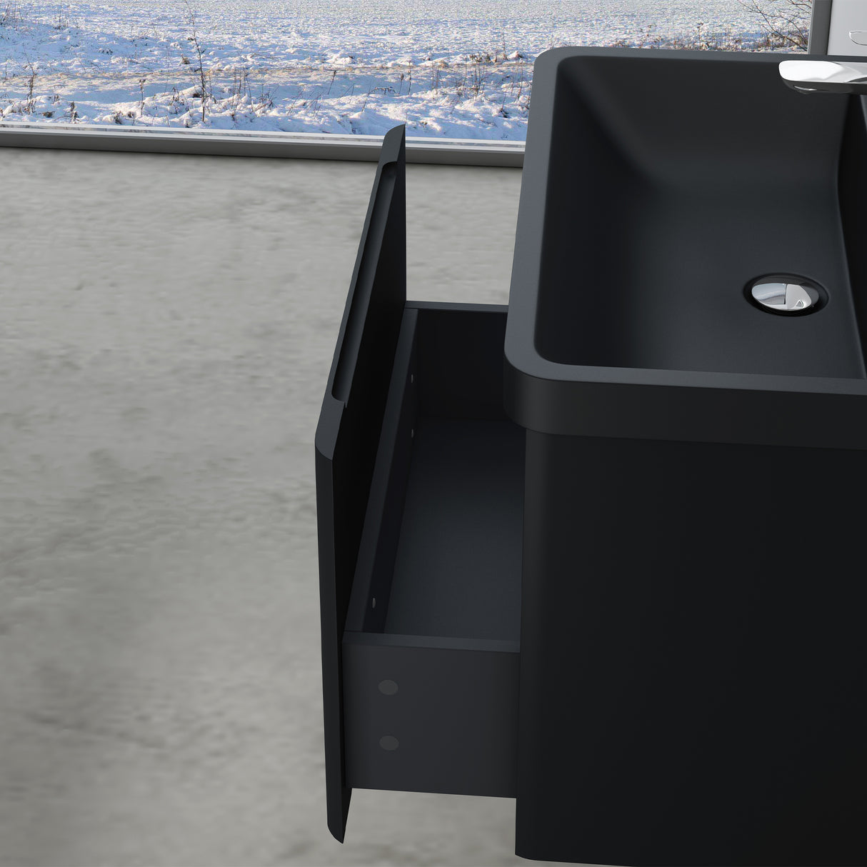 conjunto de muebles de baño glasvilla mueble de lavabo con cajones de cierre suave incluido lavabo de mineral Ancona