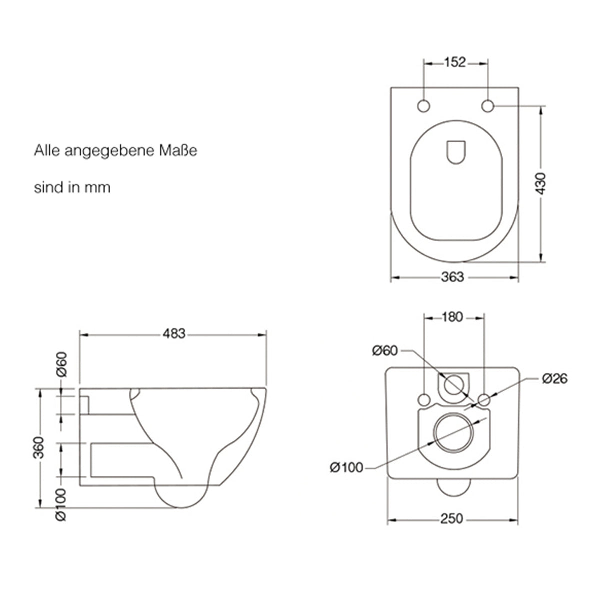 glasvilla Stand-WC Toilette Stand Toilette aus Keramik Spülrandloses WC bodenstehenden Toiletten