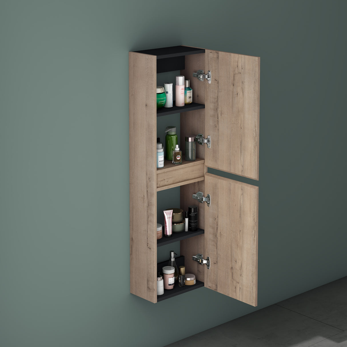 glasvilla Armoire Latérale de Salle de Bain avec 2 Portes et 4 Compartiments Étagère de Salle de Bain Armoire Polyvalente Armoire de Salle de Bain LTH 35x20x120 cm Verona