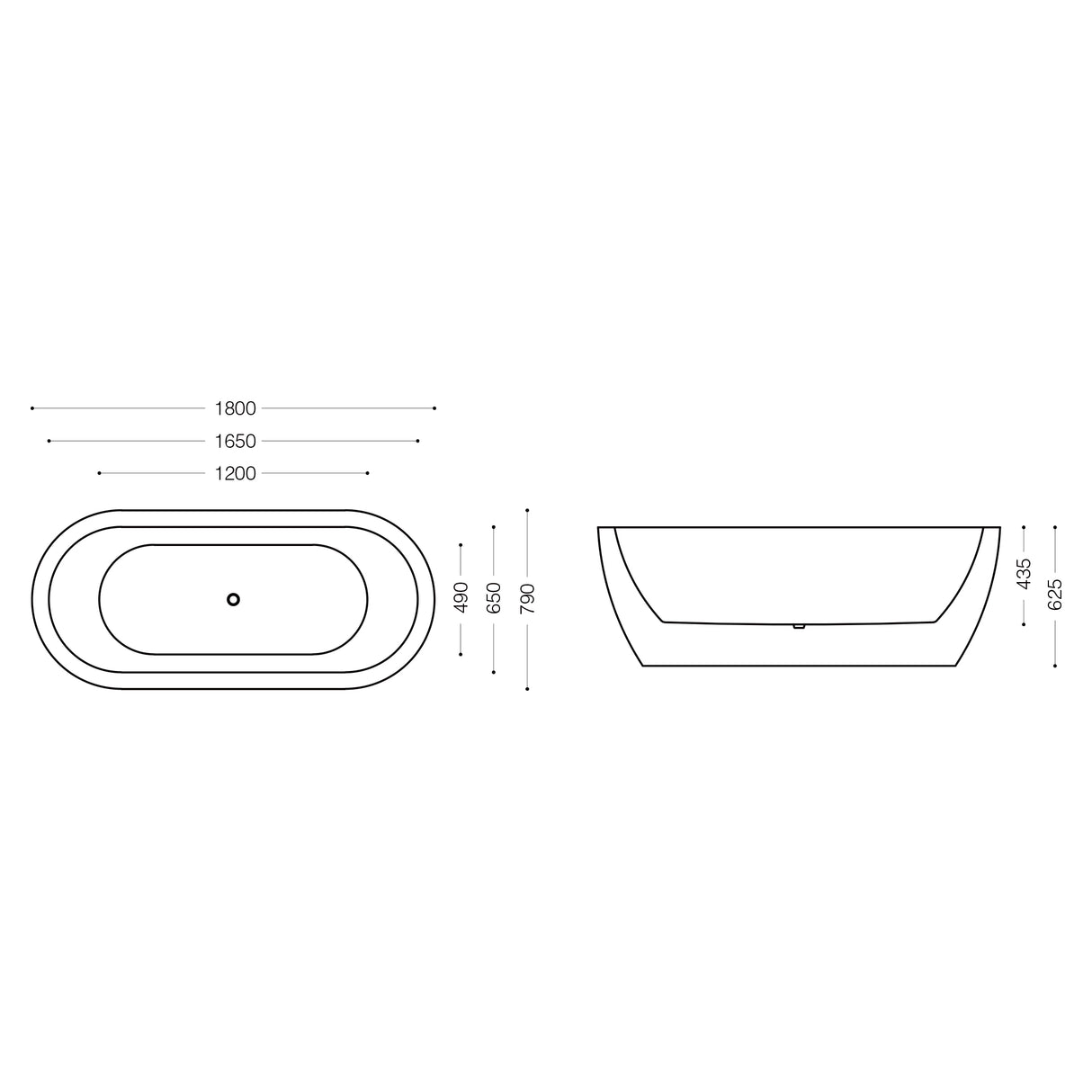 glasvilla Freistehende Badewanne Acryl Oval Acryl-Standbadewanne inkl. Pop Up Ablaufgarnitur Weiß