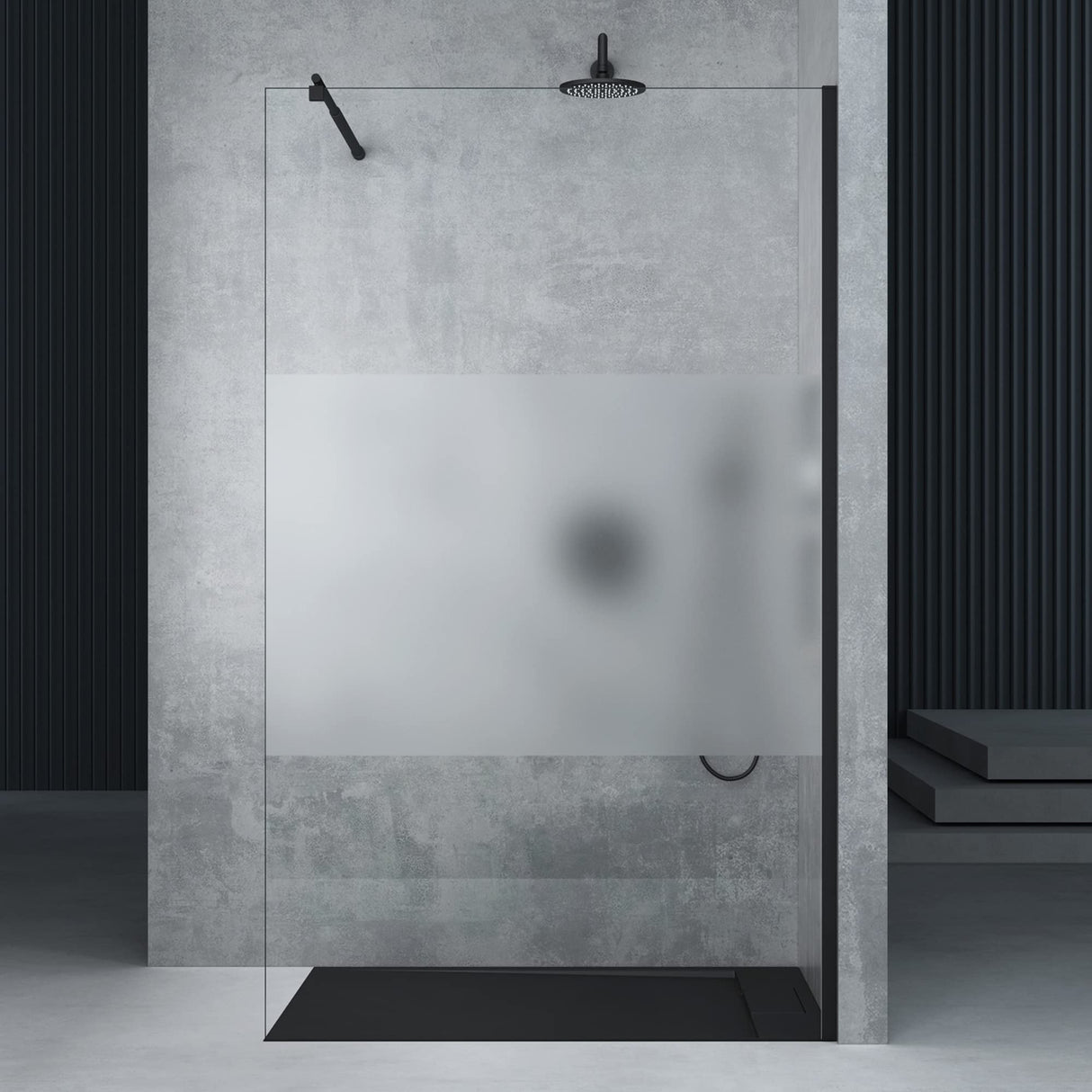 glasvilla Duschwand für Dusche Duschabtrennung Walk-In ESG-Sicherheitsglas 8mm NANO Glas BRAM1&BRAM3 Bremen1 Schwarz