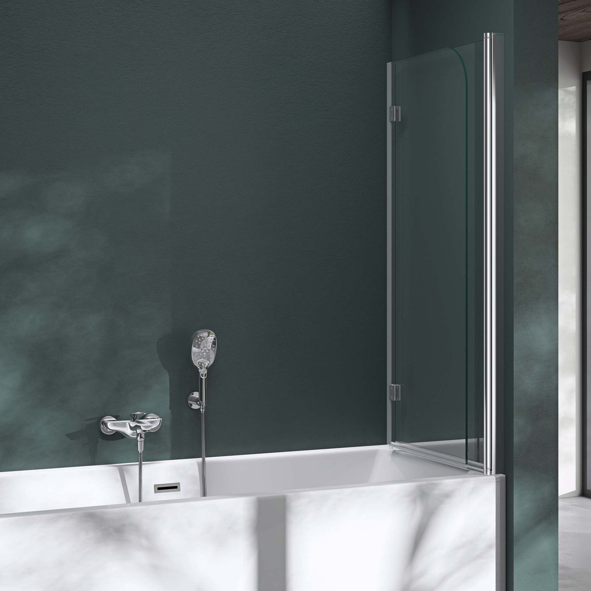 glasvilla Duschwand para bañera pared de bañera plegable 180° vidrio de seguridad con NANO 120x140cm separador de bañera accesorio de bañera Cortona1408