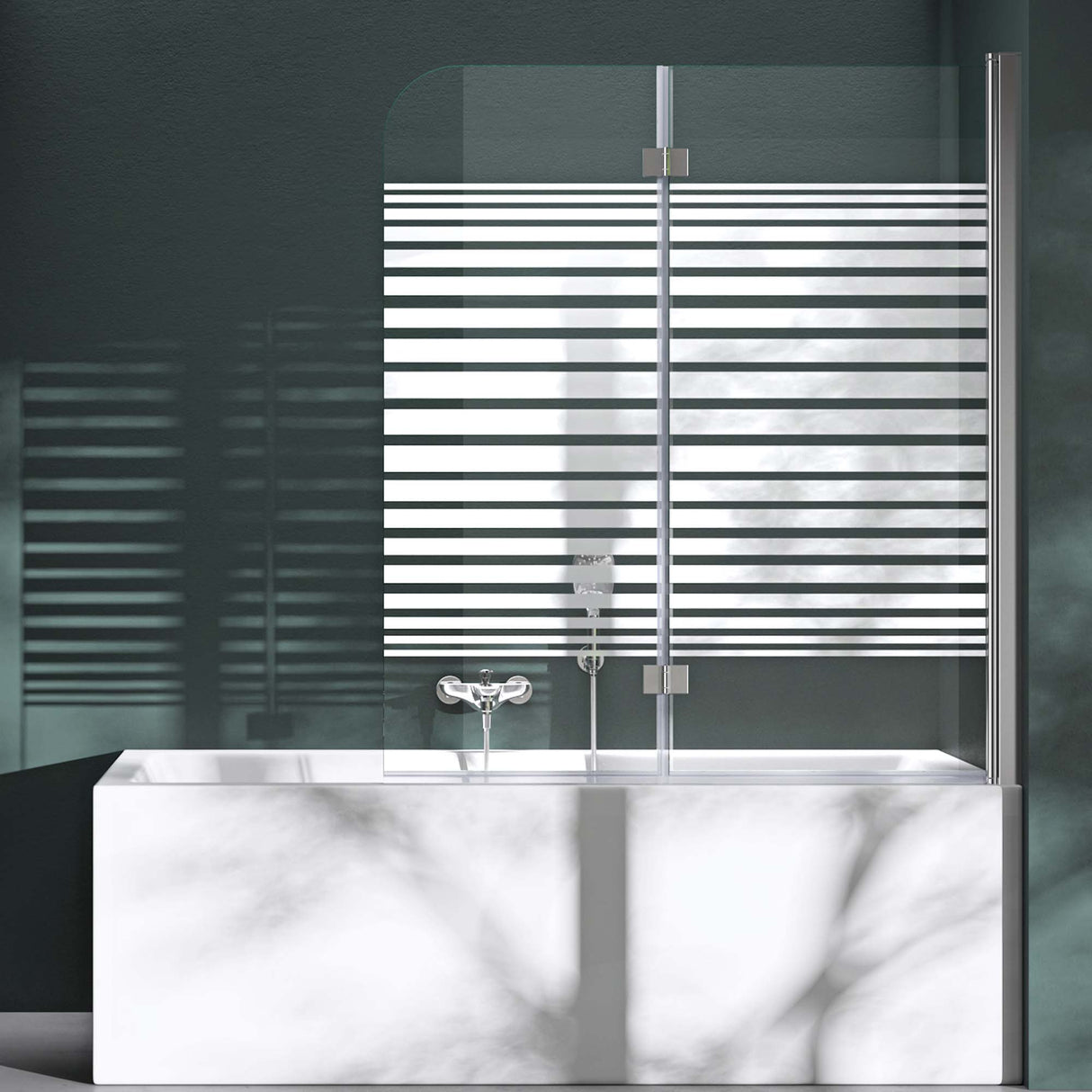 glasvilla Duschwand para bañera pared de bañera plegable 180° vidrio de seguridad con NANO 120x140cm separador de bañera accesorio de bañera Cortona1408