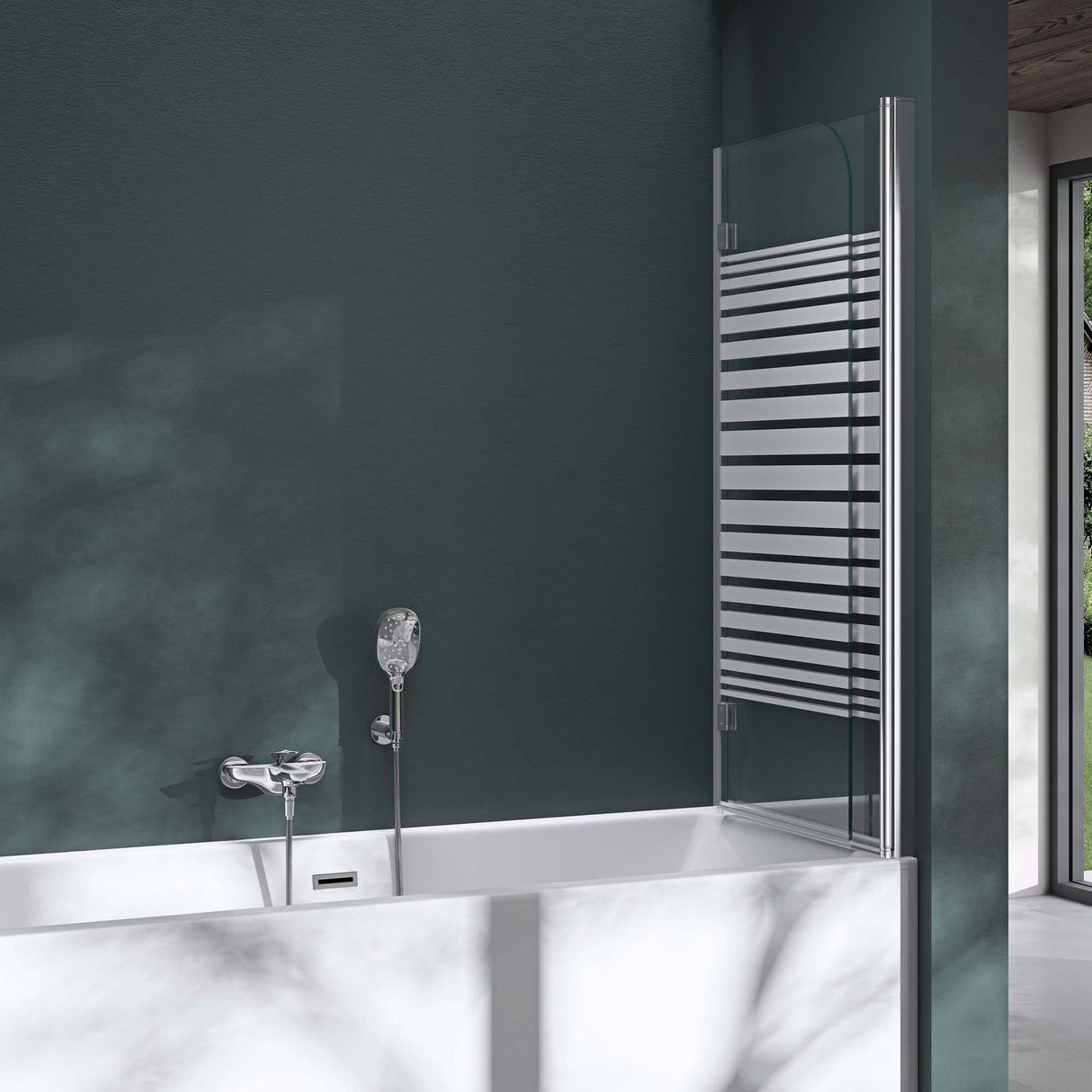 glasvilla Duschwand para bañera pared de bañera plegable 180° vidrio de seguridad con NANO 120x140cm separador de bañera accesorio de bañera Cortona1408