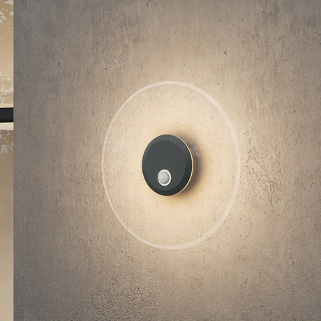 glasvilla Wandleuchte Außen 6W LED Wandlampe | Außenleuchte Wegeleuchte für Garten, 3000K mit Bewegungsmelder | Außenlampe ⌀300X65mm IP65 LunaLights