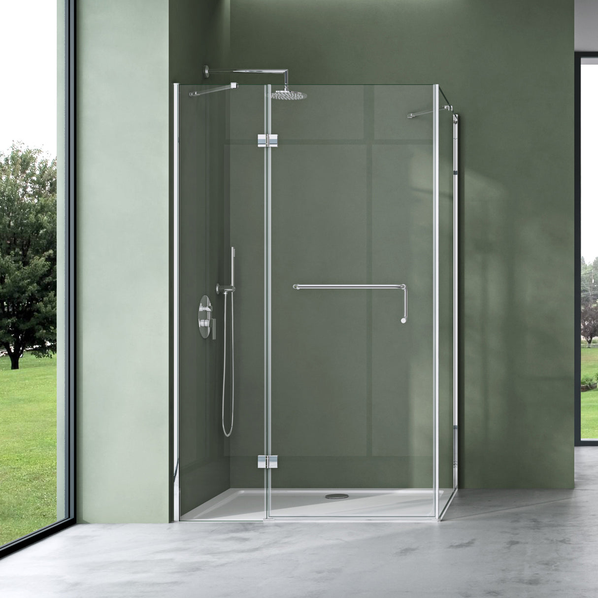 cabina de ducha glasvilla, mampara de ducha 6mm de vidrio de seguridad ESG con efecto loto y recubrimiento nano repelente de suciedad, ducha de vidrio real R04k