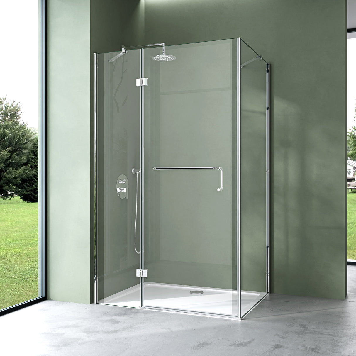 cabina de ducha glasvilla, mampara de ducha 6mm de vidrio de seguridad ESG con efecto loto y recubrimiento nano repelente de suciedad, ducha de vidrio real R04k