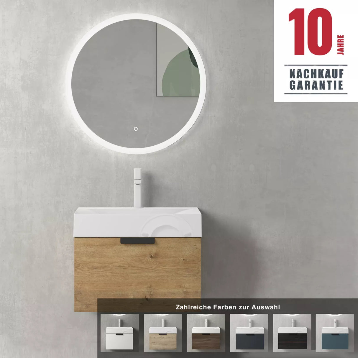 conjunto de muebles de baño glasvilla con cajón de cierre suave montaje en pared incluido lavabo Lonato