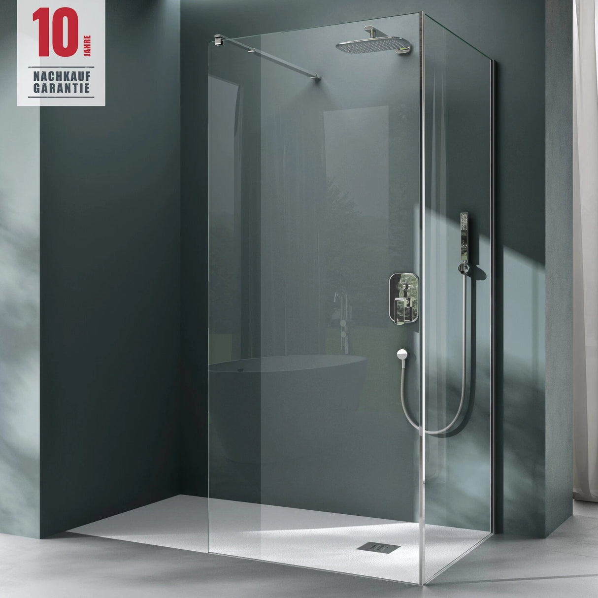 glasvilla Mampara de ducha Separación de ducha Ducha Walk-In 8mm Cristal claro ESG-Vidrio de seguridad con recubrimiento nano Estabilizador rectangular BremenL