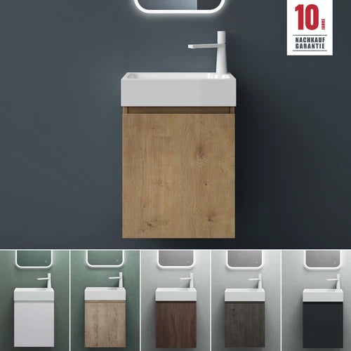 conjunto de muebles de baño glasvilla compuesto por lavabo blanco y mueble de lavabo BTH: 46x26x63cm Pisa02