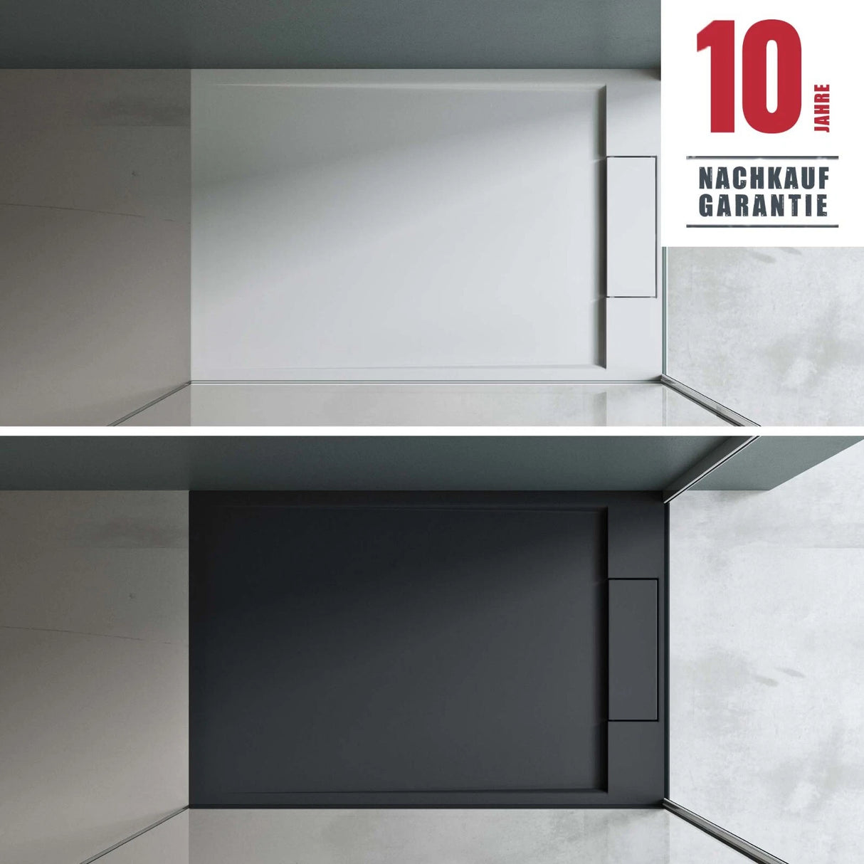 glasvilla Receveur de Douche Bac à Douche Rectangulaire 70-160 cm en Solid Surface Geoma