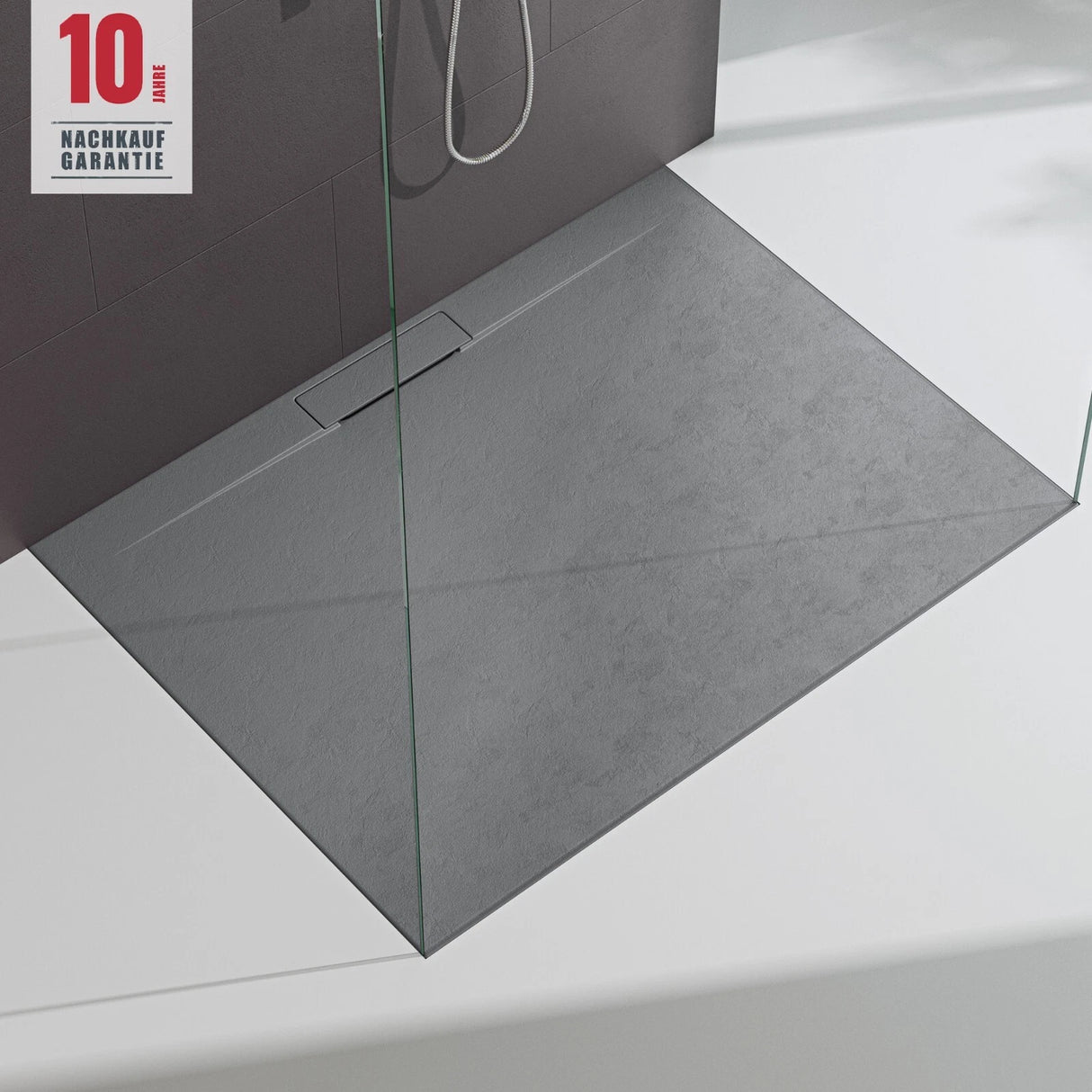 glasvilla Duschwanne Duschtasse para cabina de ducha plana rectangular gris hormigón de alta calidad en mineral fundido Lyra