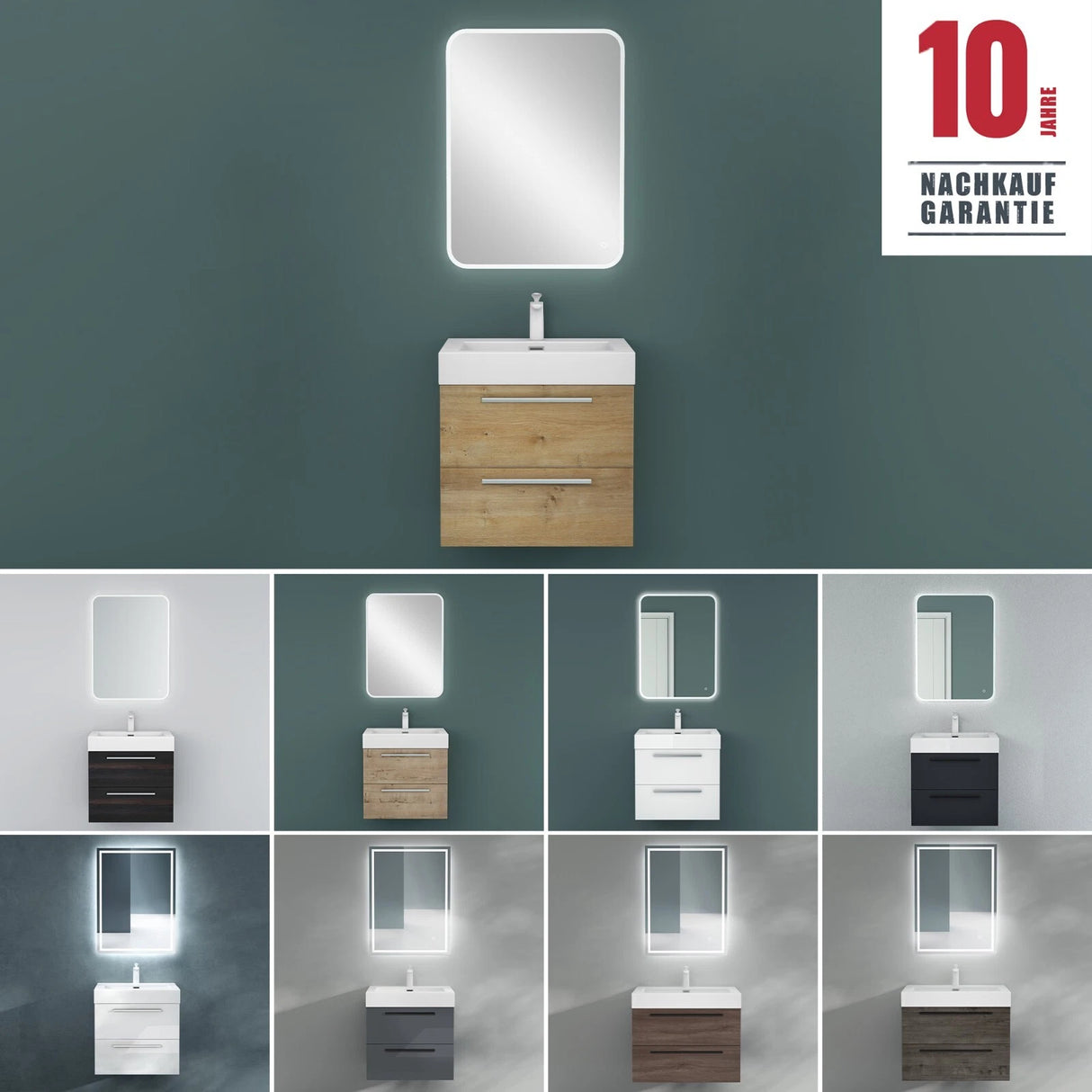 glasvilla Badmöbel-Set Waschbeckenunterschrank Waschtisch mit Unterschrank inkl. Mineralguss-Waschbecken Quadratto