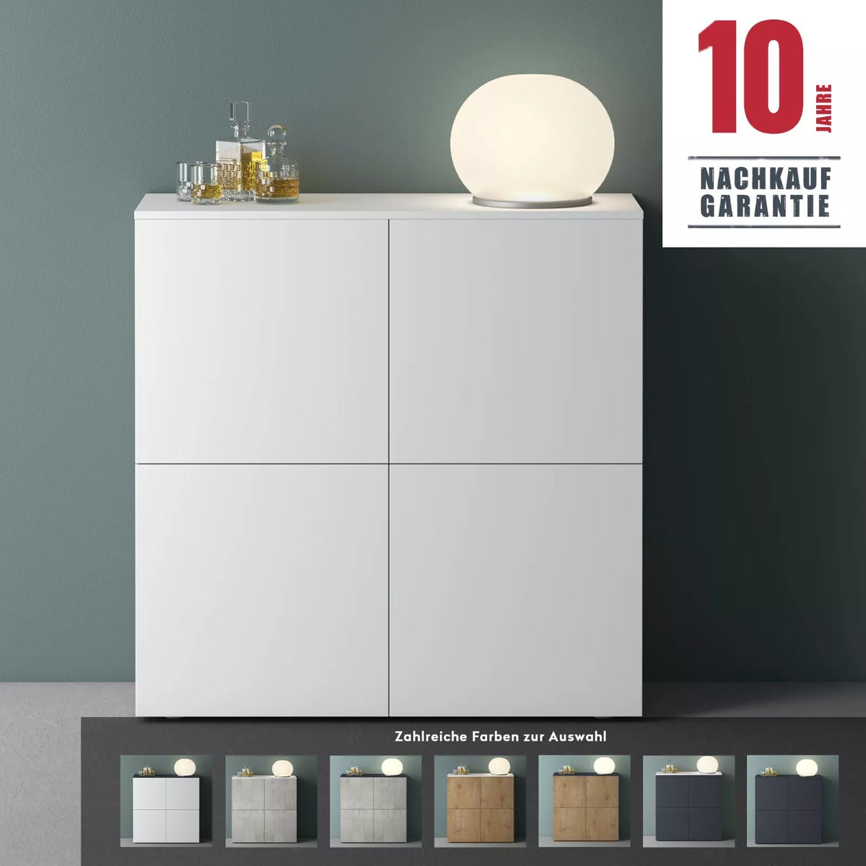 glasvilla Möbel Kommode Aufbewahrungsschrank mit 4 Türen Sideboard Schrank Mehrzweckschrank Schrank04