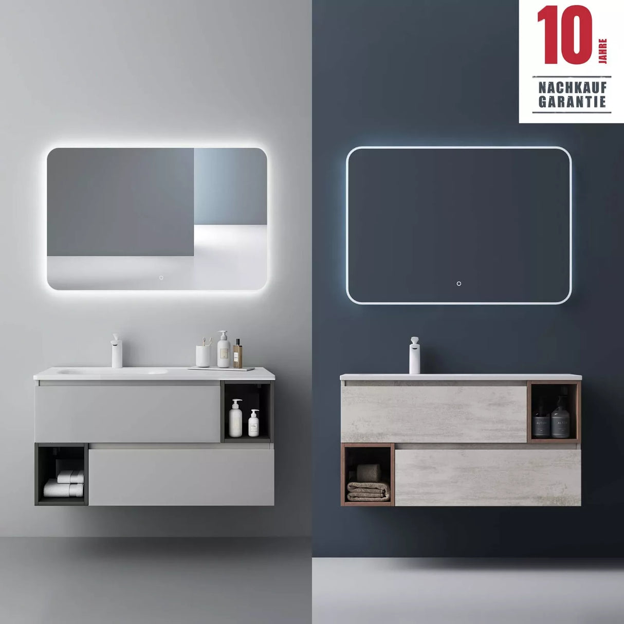 muebles de baño glasvilla armario de baño con espejo mueble de lavabo mineral de resina Gemini