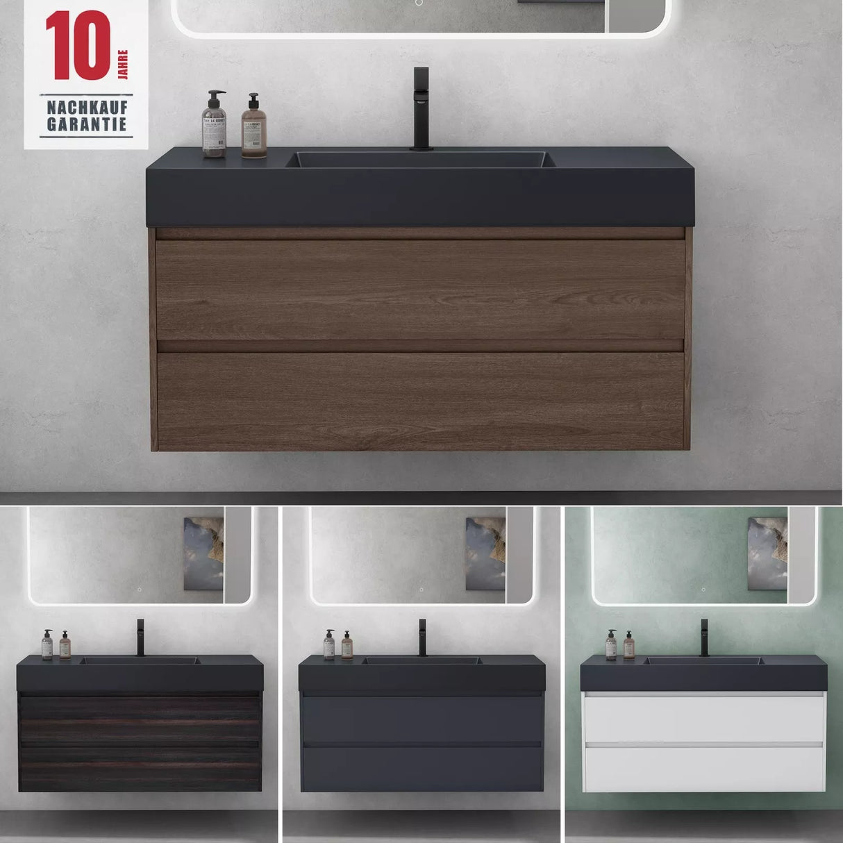 glasvilla Badmöbel Set Badezimmermöbel 120cm Waschbecken Waschtisch mit Unterschrank Deep