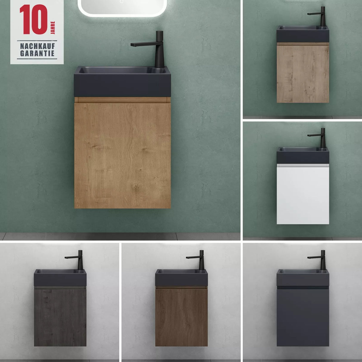 conjunto de muebles de baño glasvilla compuesto por lavabo en antracita mate y mueble bajo lavabo BTH: 46x26x63cm Pisa02