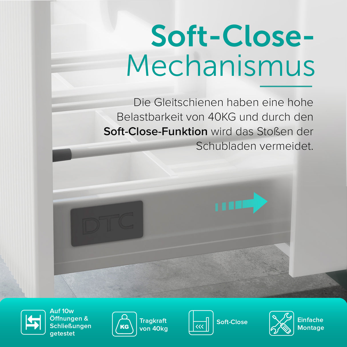 glasvilla Design Badmöbel Set Waschtisch mit Unterschrank Waschbeckenunterschrank 120cm mit Softclose Schubladen inkl. Mineralguss Waschbecken Santa