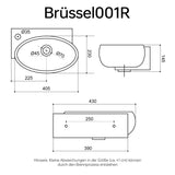 glasvilla Waschbecken Gäste WC Aufsatzwaschbecken Hängewaschbecken aus Keramik mit NANO, BTH: 42x28x15cm, Brüssel001