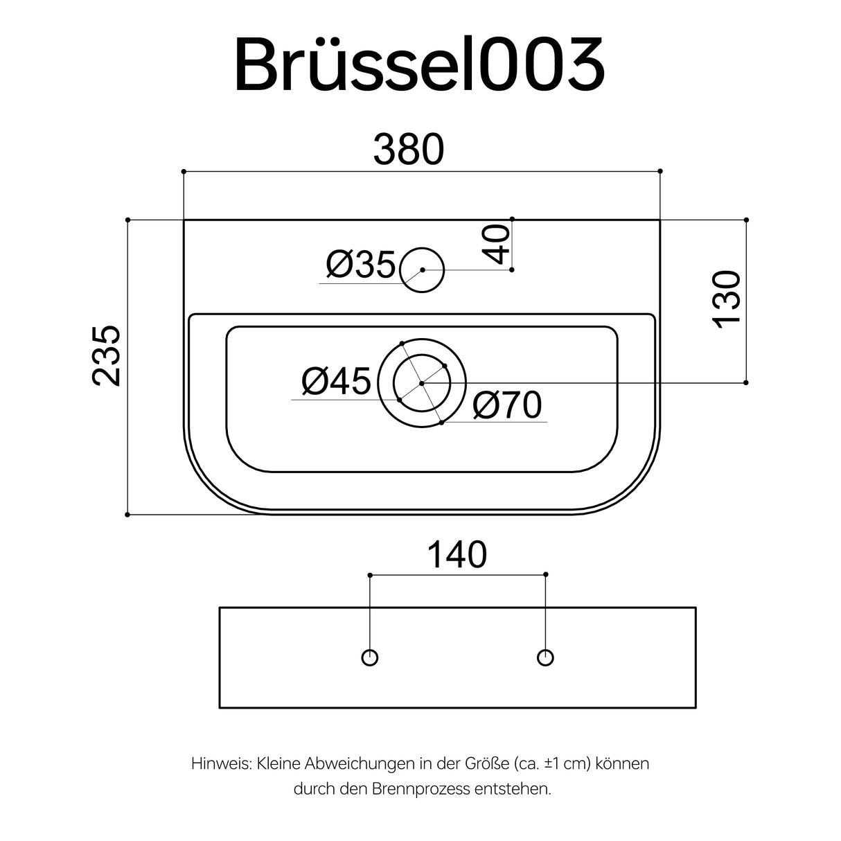 Glasvilla Lavabo Sobre Encimera o Suspendido | Diseño Moderno | Cerámica de Alta Calidad | Modelo Brüssel003