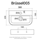 Glasvilla Lavabo Sobre Encimera o Suspendido | Diseño Moderno | Cerámica de Alta Calidad | Modelo Brüssel003