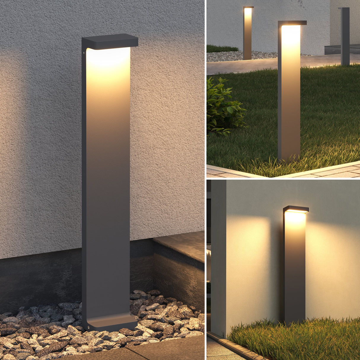 glasvilla Außenleuchte 10x6x60cm IP65 Wegeleuchte Außen | Pollerleuchte für Garten, 3000K Stehlampe Gartenlampe | Außenlampe Standleuchte 6W LumaTorch