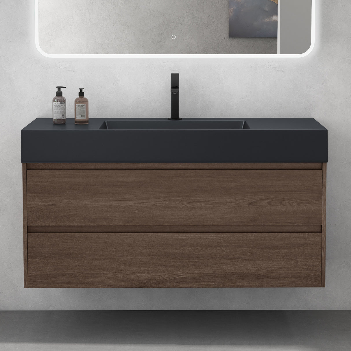 glasvilla Badmöbel Set Badezimmermöbel 120cm Waschbecken Waschtisch mit Unterschrank Deep