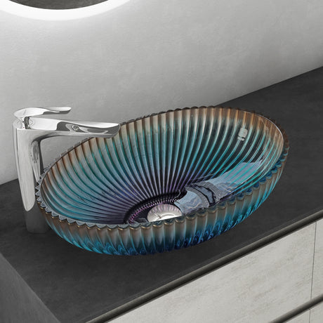 glasvilla Lavabo da Appoggio in Vetro Lavandino Bagno da Appoggio in Vetro Ovale