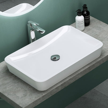 glasvilla Waschbecken Aufsatzwaschbecken aus Mineralguss Waschschale Waschtisch inkl. Standard DIN-Anschlüsse Col815