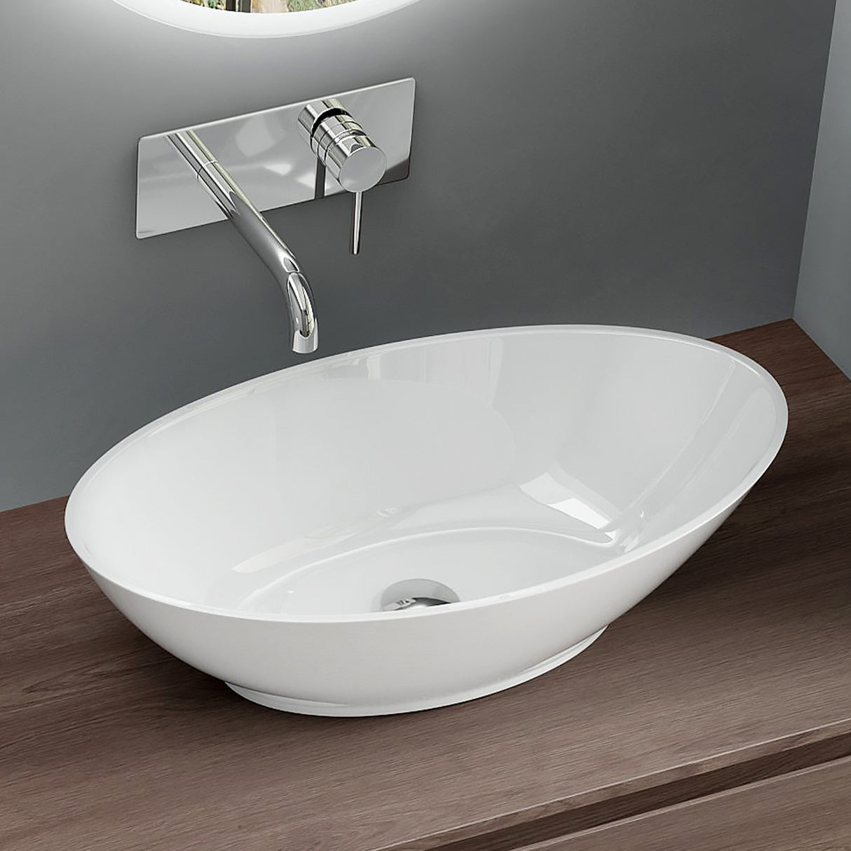 glasvilla Waschbecken Aufsatzwaschbecken Waschschale Waschtisch aus Mineralguss Oval Col807