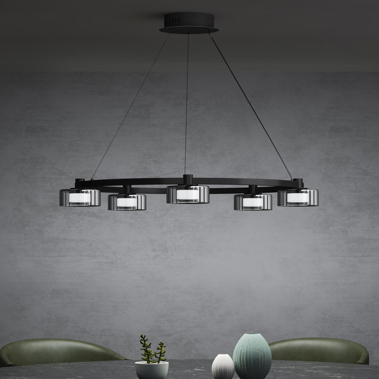 glasvilla Pendelleuchte LED Hängelampe 3000K/4000K/6000K Verstellbares Kabel Schwarz Hängeleuchte für Esszimmer Wohnzimmer Schlafzimmer