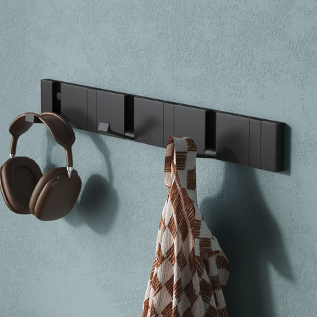 glasvilla Wandgarderobe Wandhaken aus Aluminium Garderobe mit klappbaren Haken Garderobenleiste Garderobenhaken Kleiderhaken