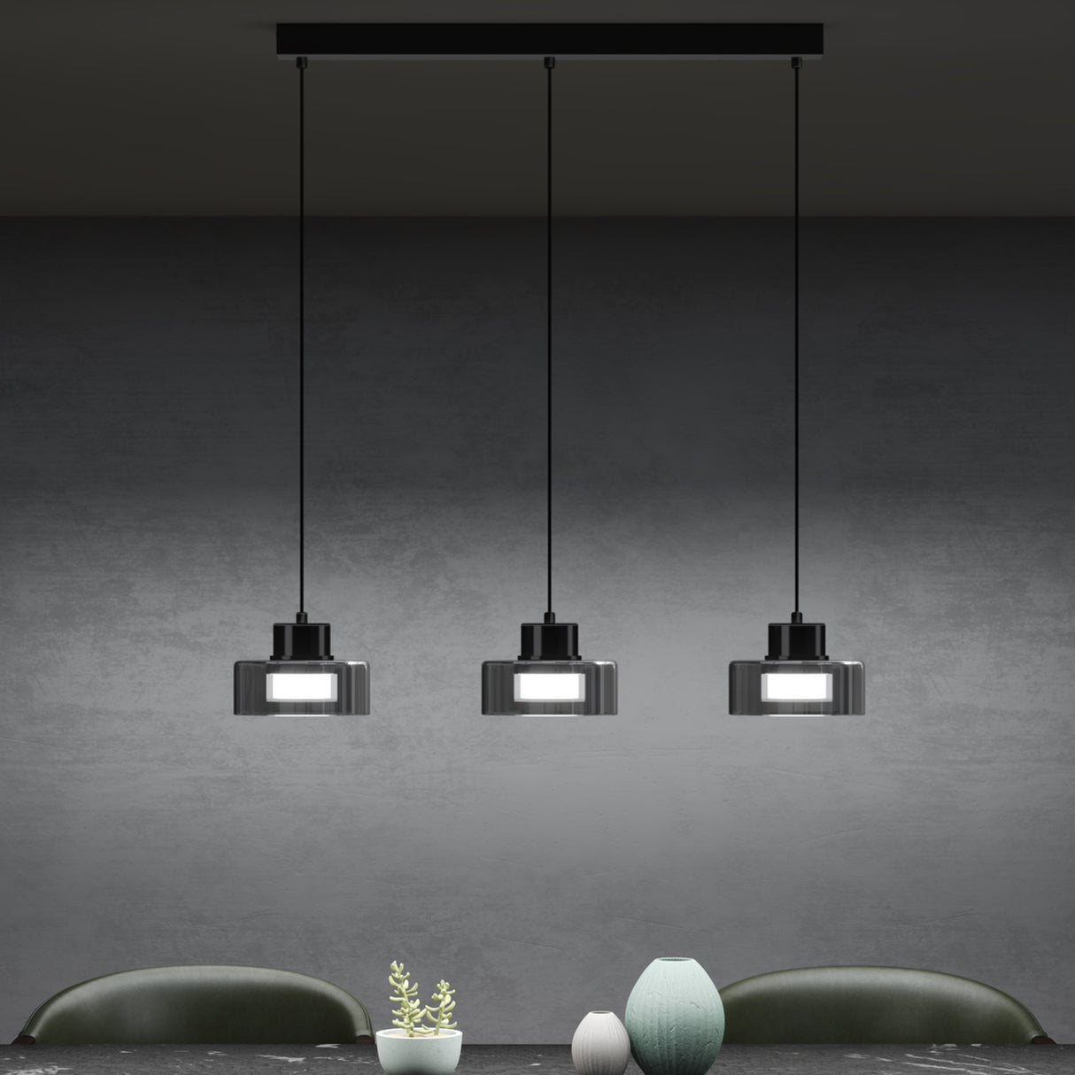 glasvilla Pendelleuchte LED Hängelampe 3000K/4000K/6000K Verstellbares Kabel Schwarz Hängeleuchte für Esszimmer Wohnzimmer Schlafzimmer