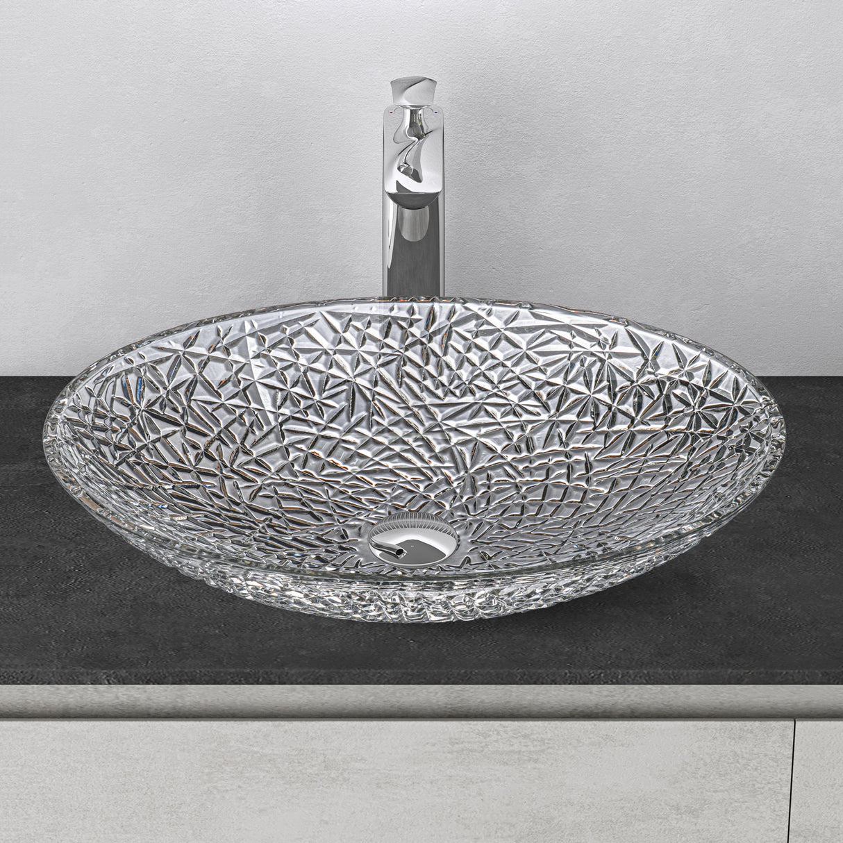 glasvilla Lavabo da Appoggio in Vetro Lavandino Bagno da Appoggio in Vetro Ovale