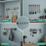 glasvilla Wandgarderobe Wandhaken aus Aluminium Garderobe mit klappbaren Haken Garderobenleiste Garderobenhaken Kleiderhaken