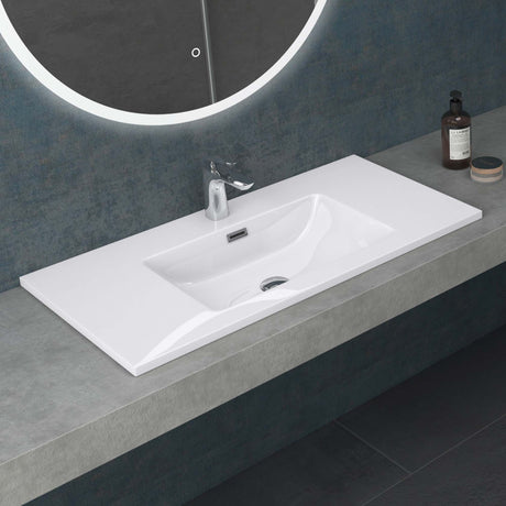glasvilla Waschbecken Einbauwaschbecken Waschtisch Einbauwaschtisch aus Mineralguss Col02