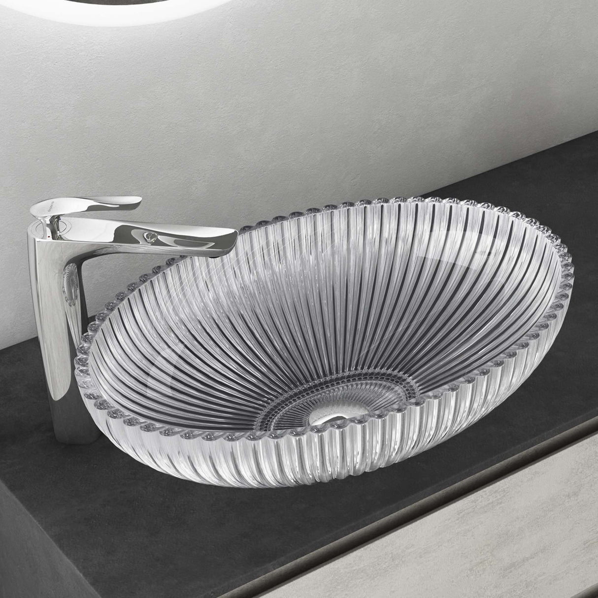 glasvilla Lavabo da Appoggio in Vetro Lavandino Bagno da Appoggio in Vetro Ovale