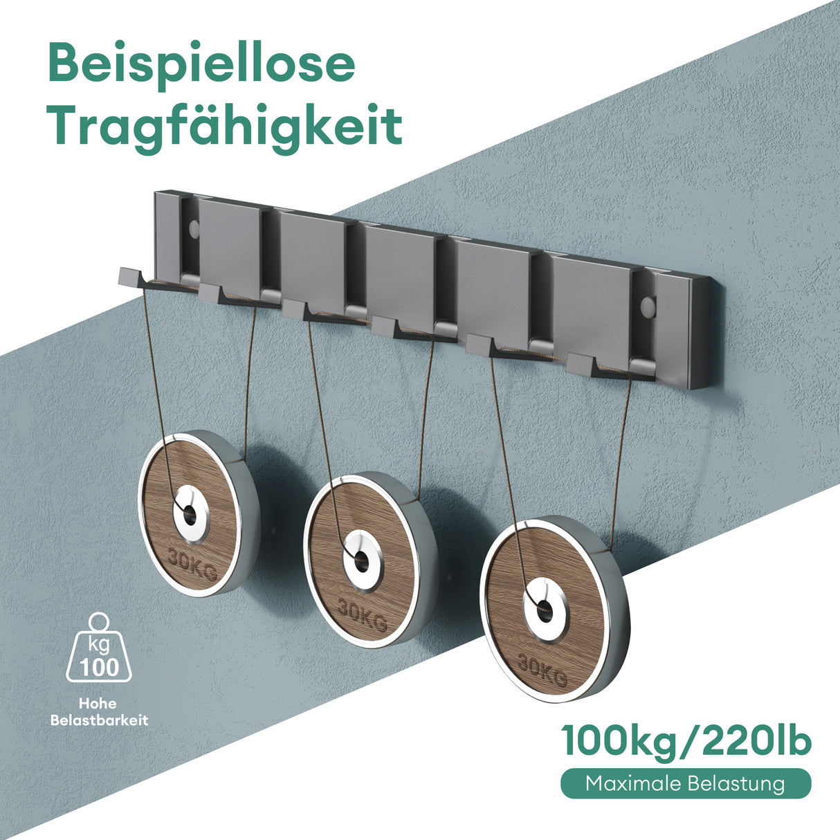 glasvilla Wandgarderobe Wandhaken aus Aluminium Garderobe mit klappbaren Haken Garderobenleiste Garderobenhaken Kleiderhaken